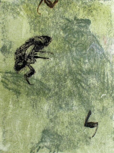 Suzanne Stryk, monoprint, Life Cycle (cicada)
